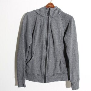 Lululemon Scuba Hoodie *Light Cotton Fleece Heathered Speckled Black Grey Sz 12